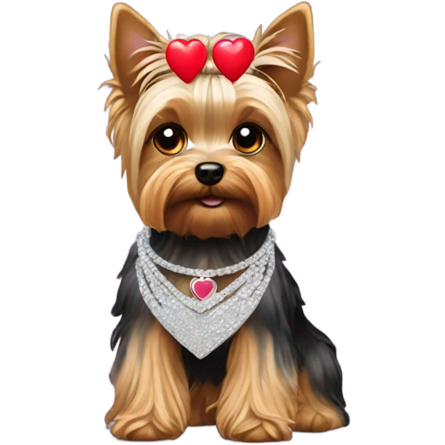 Yorkie dog wearing a heart necklace emoji