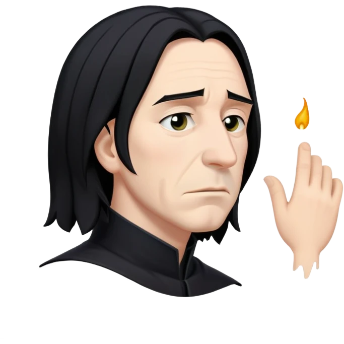 upset Snape side profile with tear and black hair emoji