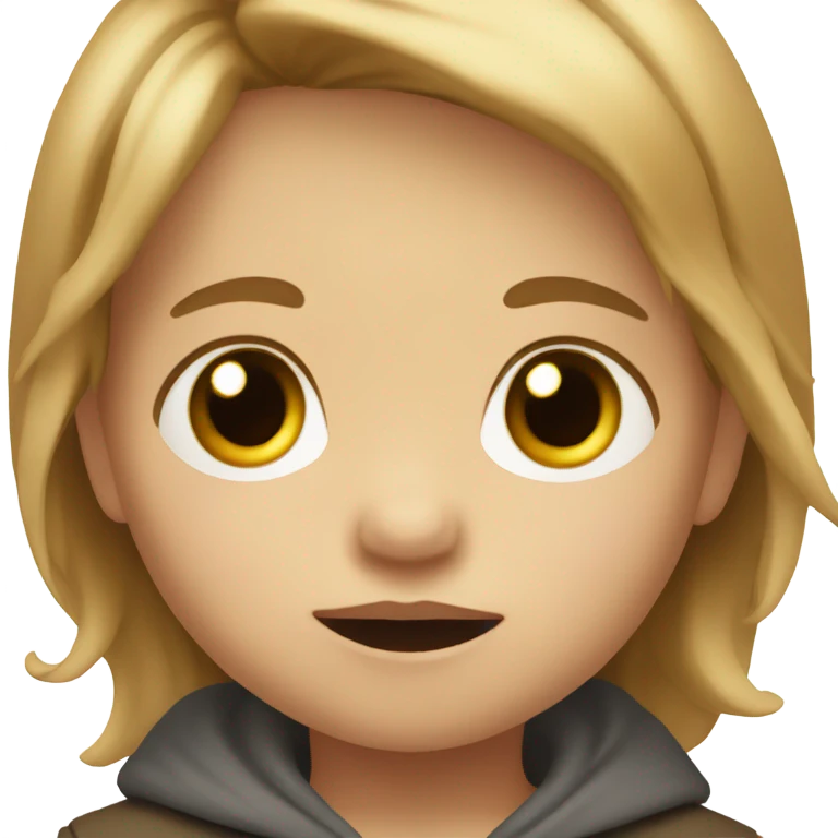 toddler Boy with small black eyes and long light brown hair emoji