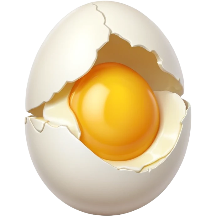 egg object icon, cracked egg with yolk, 3D cartoon, mobile game icon style, clean background, no text, no watermark
 emoji