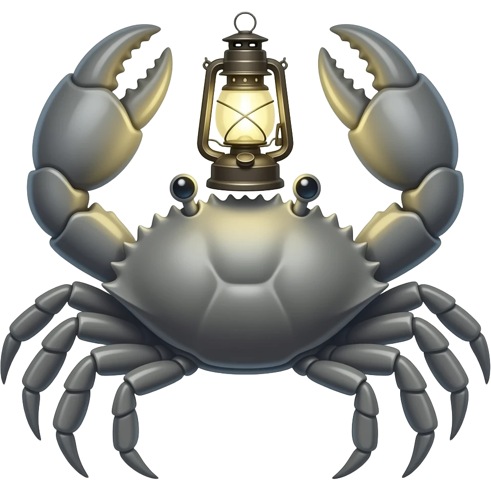 A Gray crab with a lantern on its back emoji