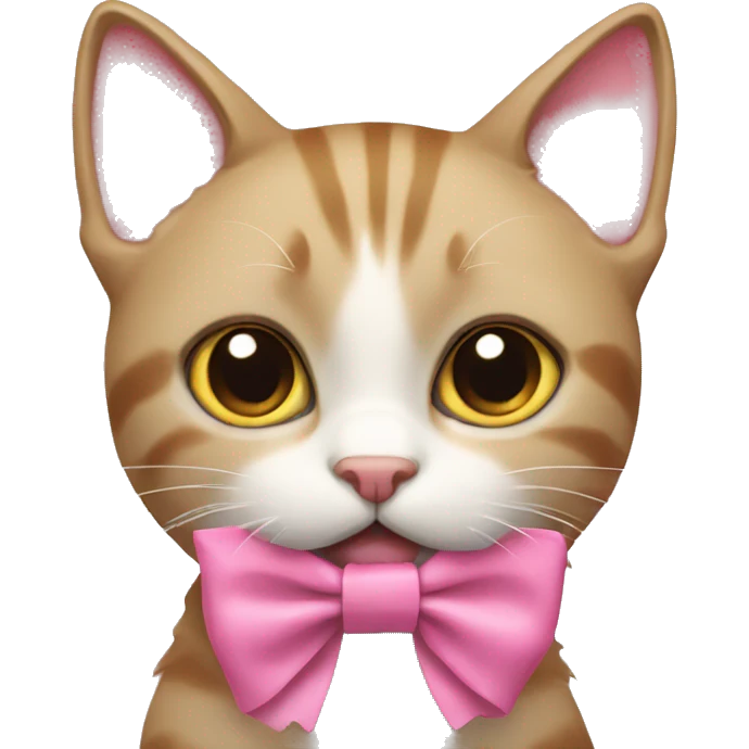 A cat with a pink bow emoji