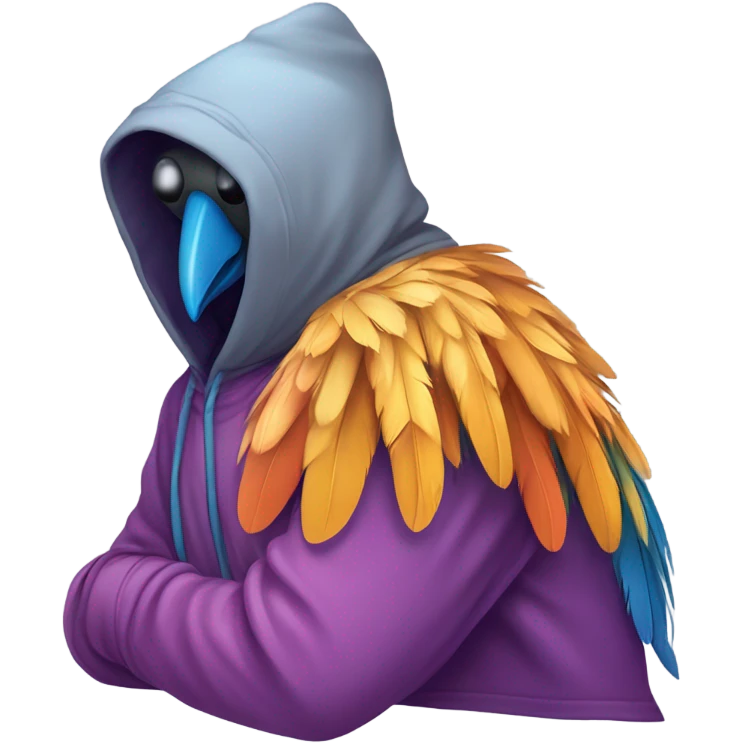 Bird wearing hoodie  emoji