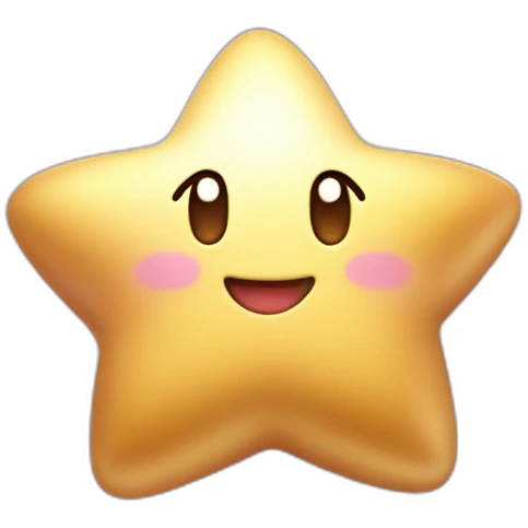 cute happy Kirby holding a golden star emoji