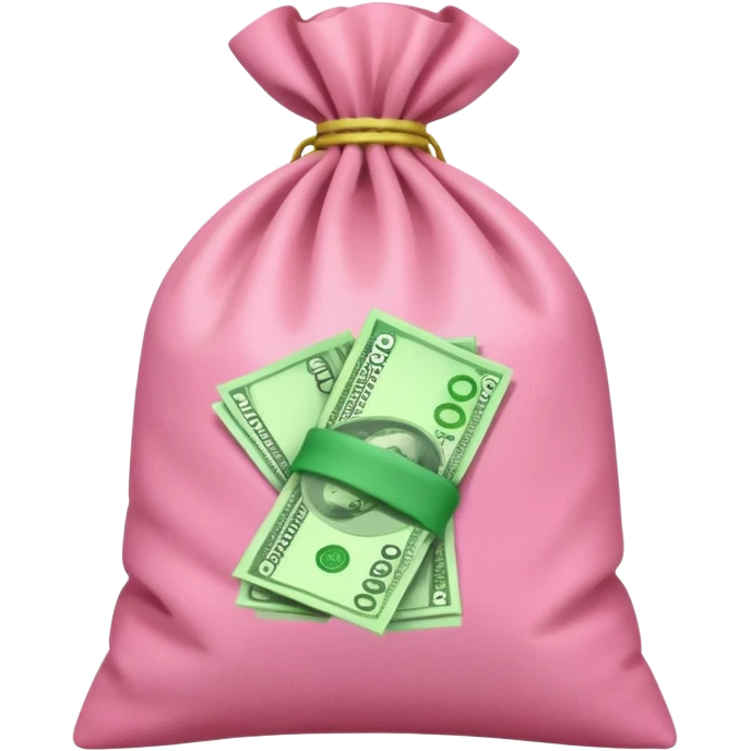  Green Australian $100 long rectangle money overflowing in a pink sack emoji