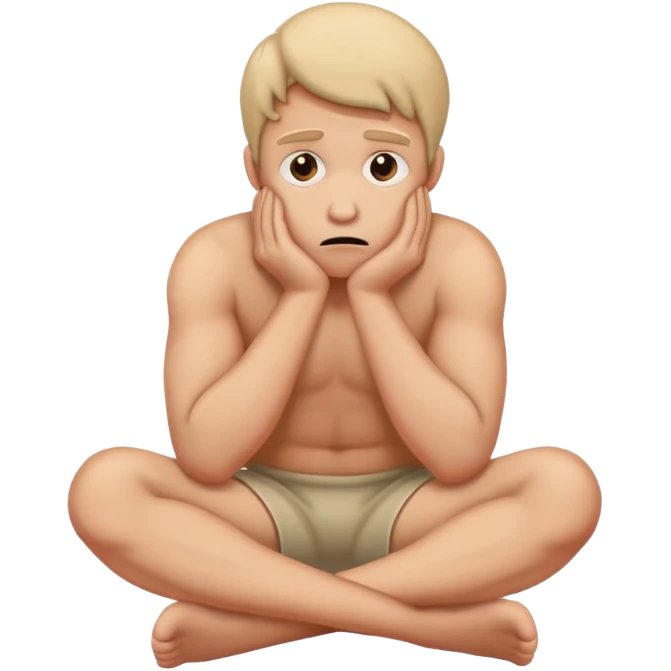 Scared human sitting curled up on himself emoji