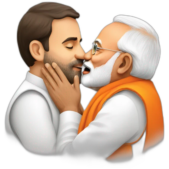 Rahul gandhi and Narendra modi kiss emoji