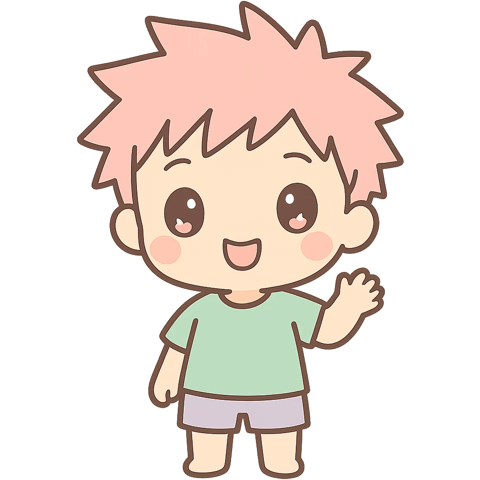 a chibi boy with spiky hair in anime style emoji