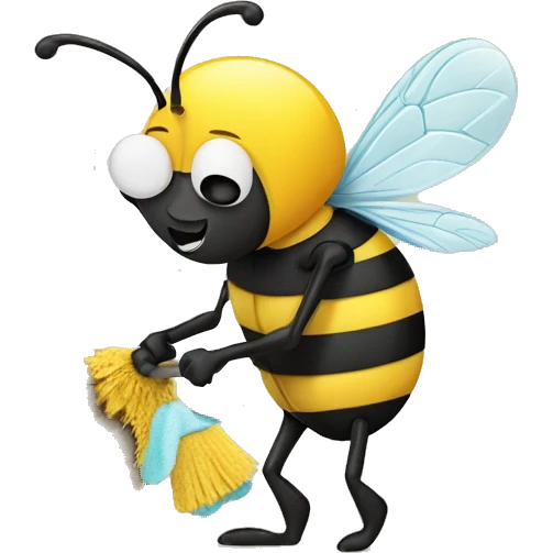 Busy bee working hard cleaning websit emoji