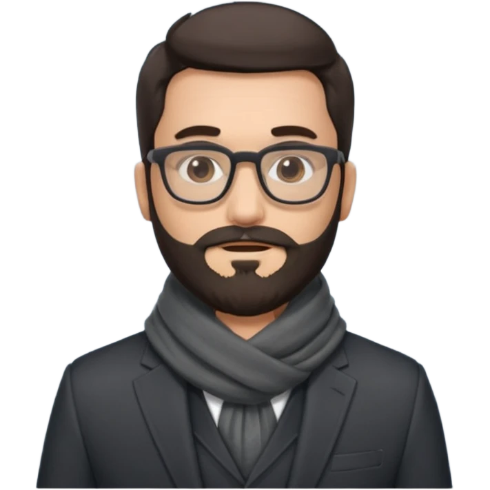 gray scarf male  beard hair with suit glasses emoji