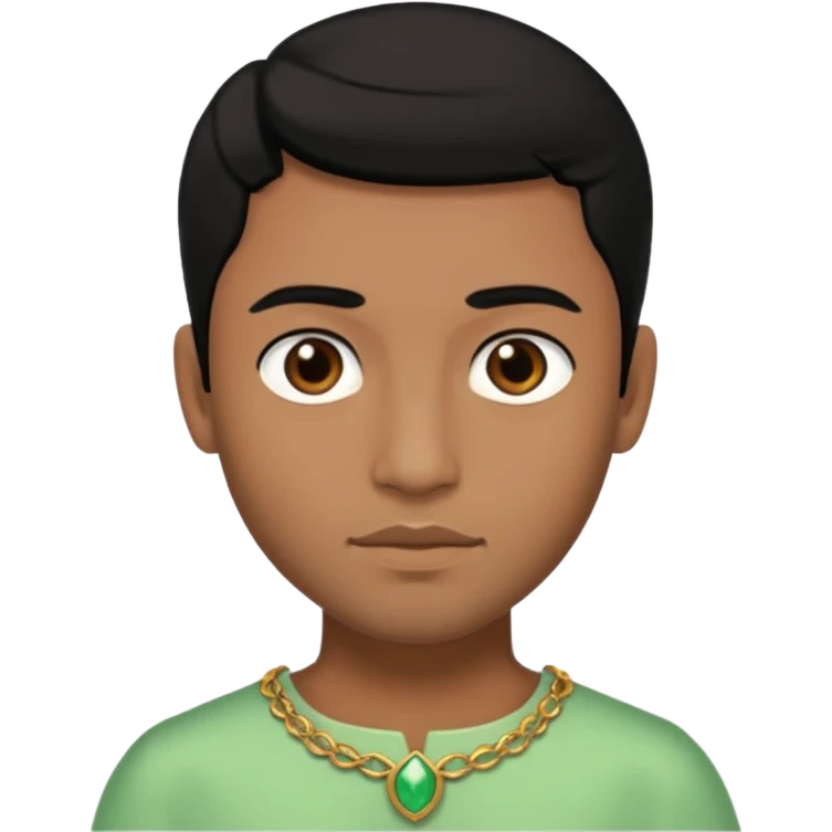 Brown prince with black hair and light green dress emoji
