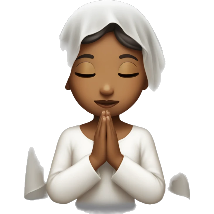 Caramel skin Girl praying for with white veil  emoji