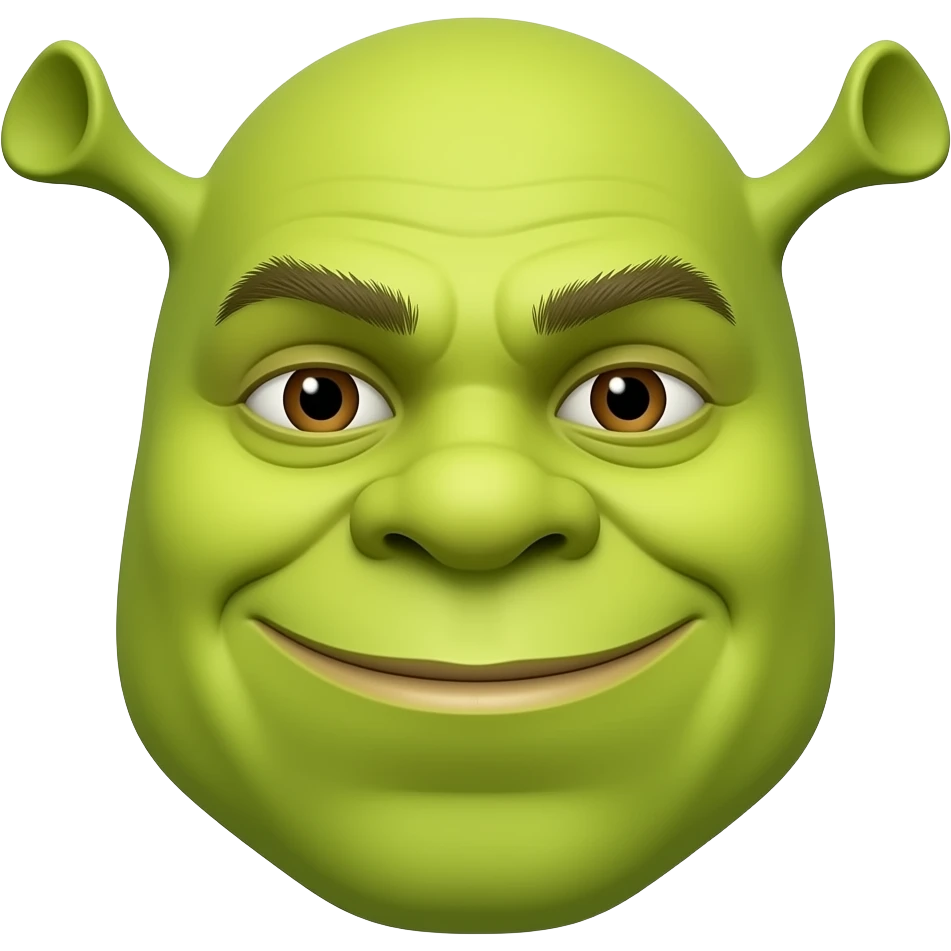 Minimalist shrek head emoji with the official apple emoji art style emoji