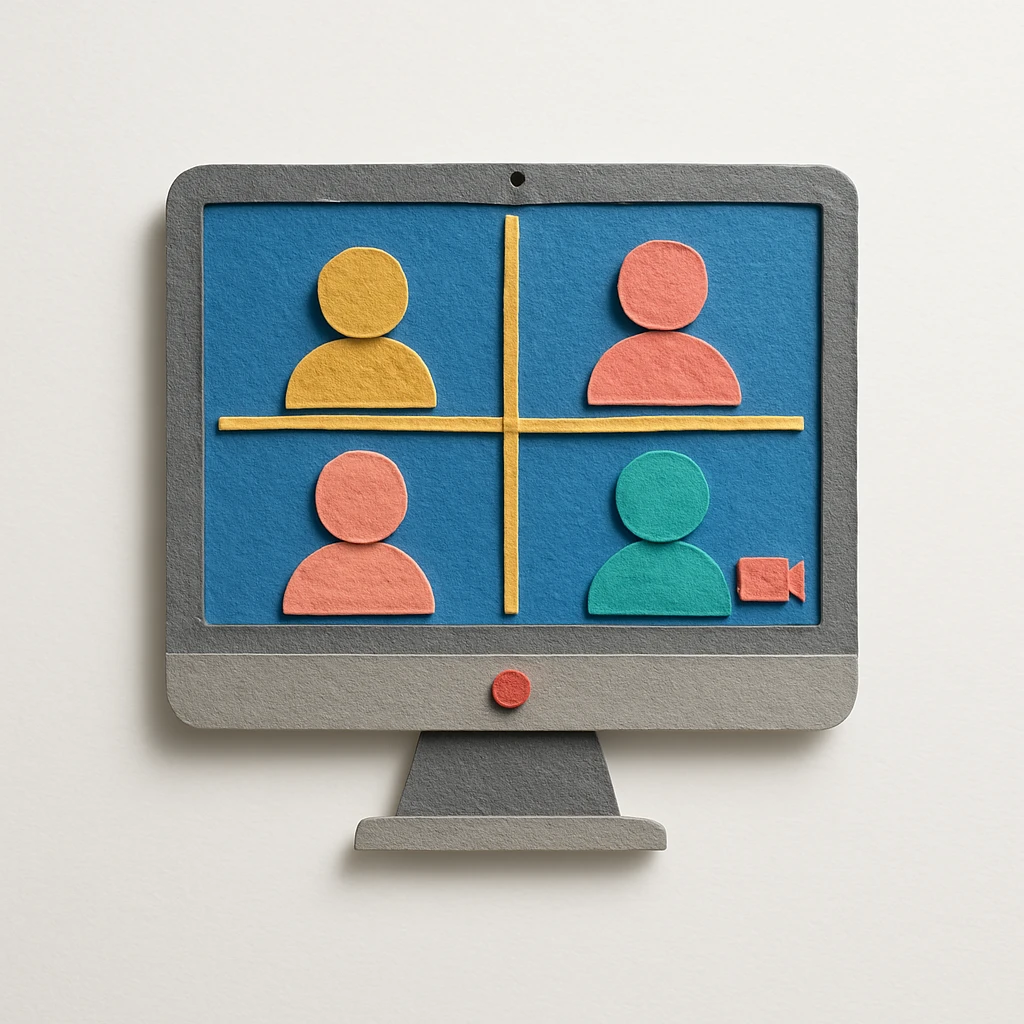 virtual zoom meeting video conference on a computer screen emoji