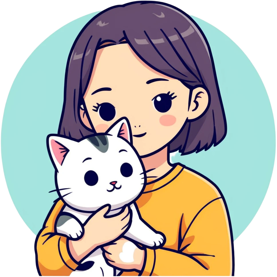 Asian girls with cat emoji