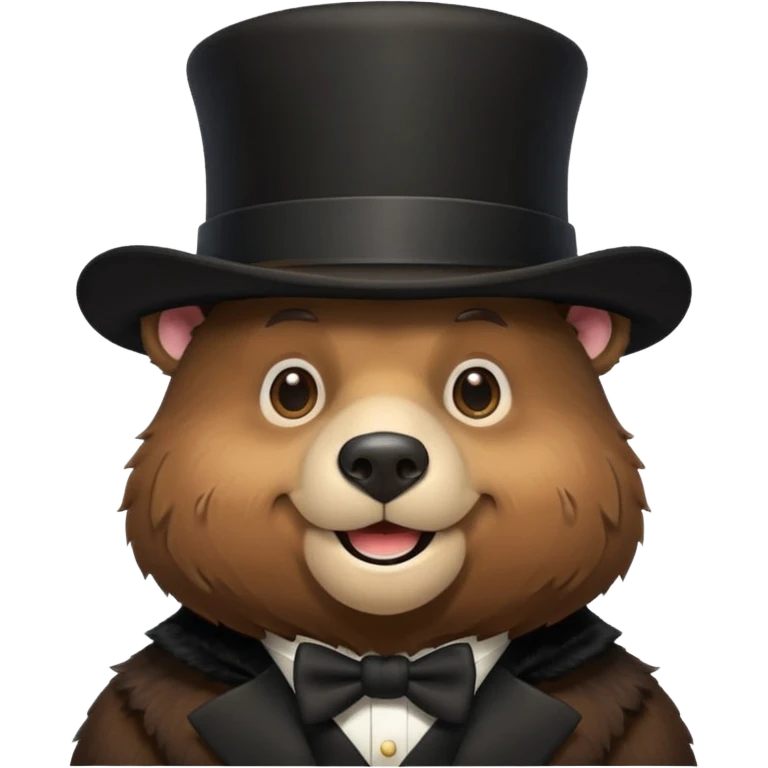 Bear with a full black tophat emoji