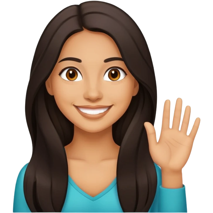 young latina woman with long dark hair smiling emoji
