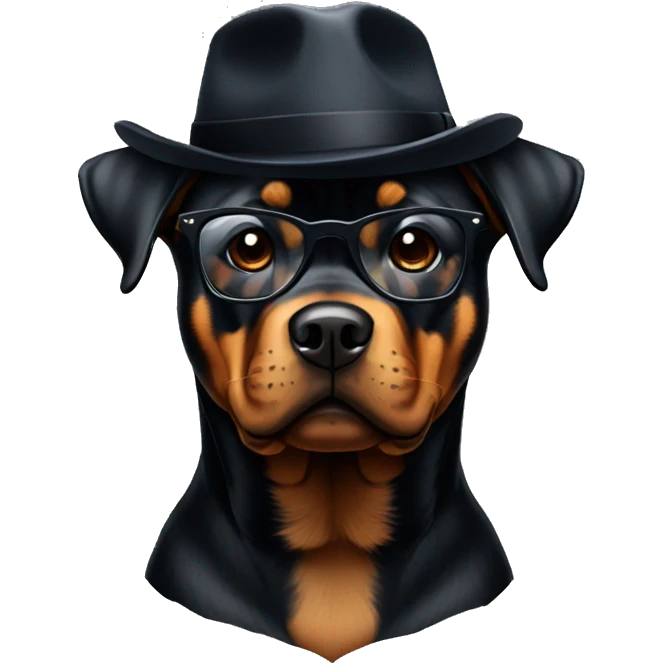 rottweiler with black hat and glasses emoji