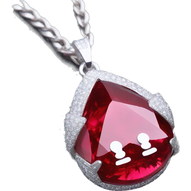 big ruby on a necklace tear closeup chain laid big emoji necklace moving silver chain  emoji