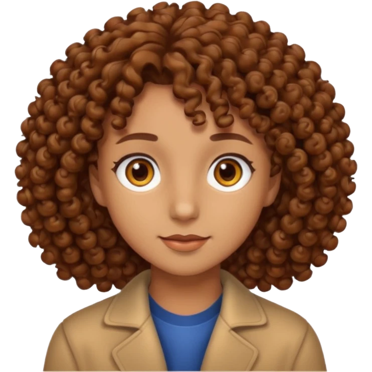 Nano con capelli ricci marroni, occhi marroni emoji