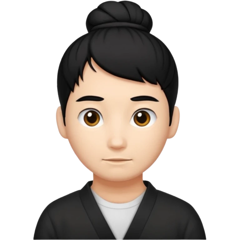 man with black hair tied in a bun emoji