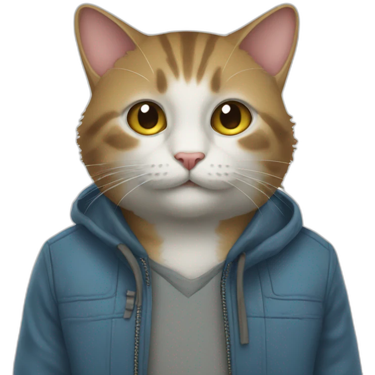 un chat avec une souris emoji