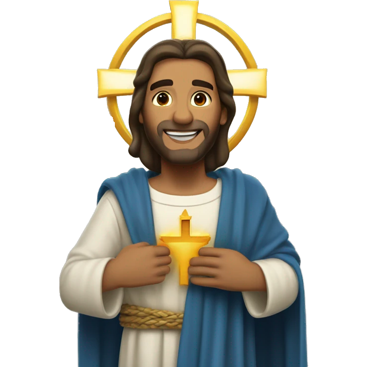 Cristo rey feliz levantando los brazos emoji