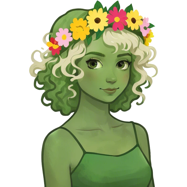 blone curly hair girl green eyes emoji