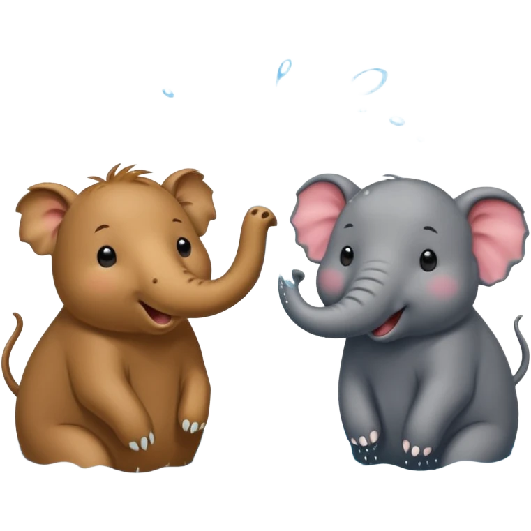 capybara and an elephant play happily with each other on water emoji