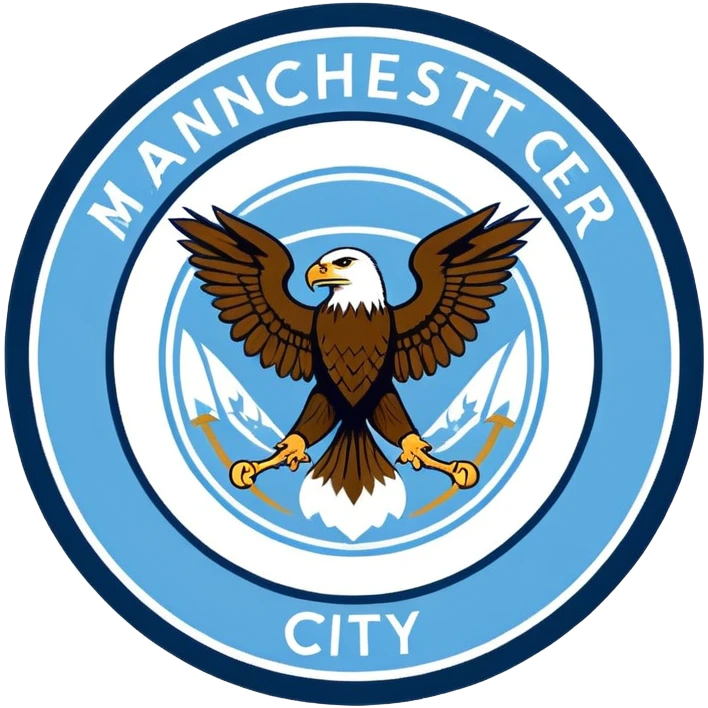 Manchester City soccer team logo, sky blue circular emblem with eagle emoji