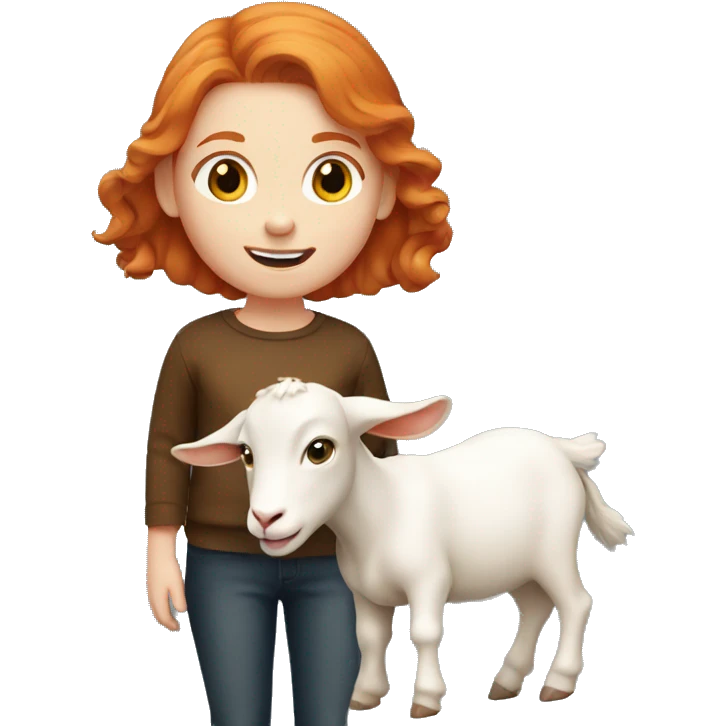 Ginger girl with a goat emoji