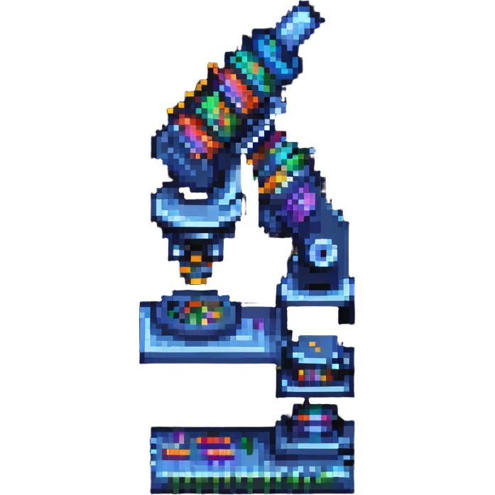 microscope with DNA pixel art emoji