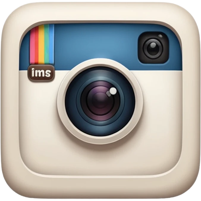 A hand-drawn doodle in a minimalist, cartoon style of a [instagram]. The object is white with thick, rough, black marker outlines and two small black dot eyes. It is a simple sketch with no realistic textures, centered on a solid [blue] circular background." emoji