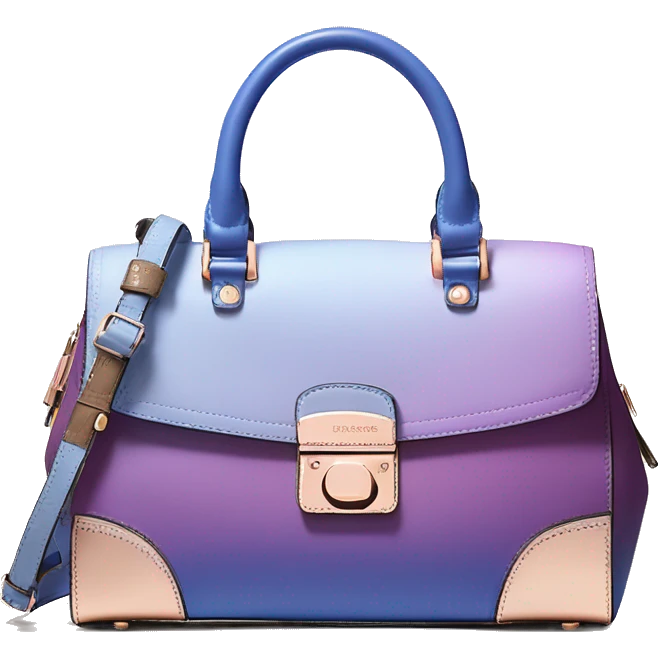Realistic blue ,purple,and taupe  ombre with rose gold michael kors satchel purse. emoji