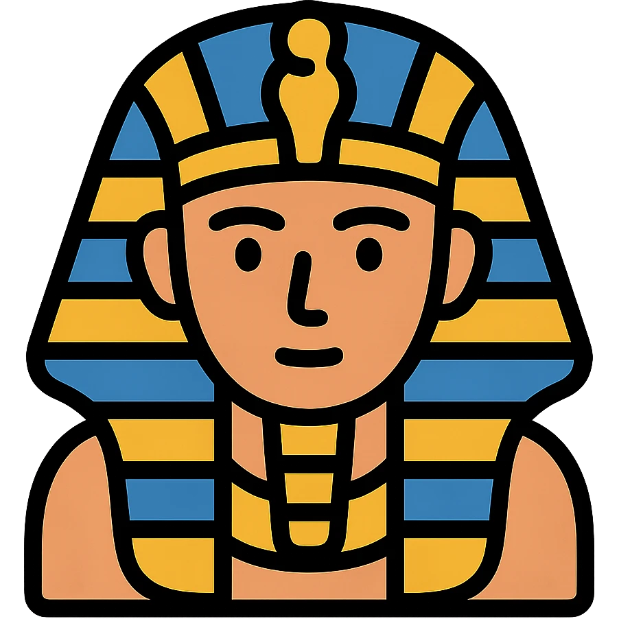 pharaoh with nemes headdress, modern icon style, clean and geometric emoji
