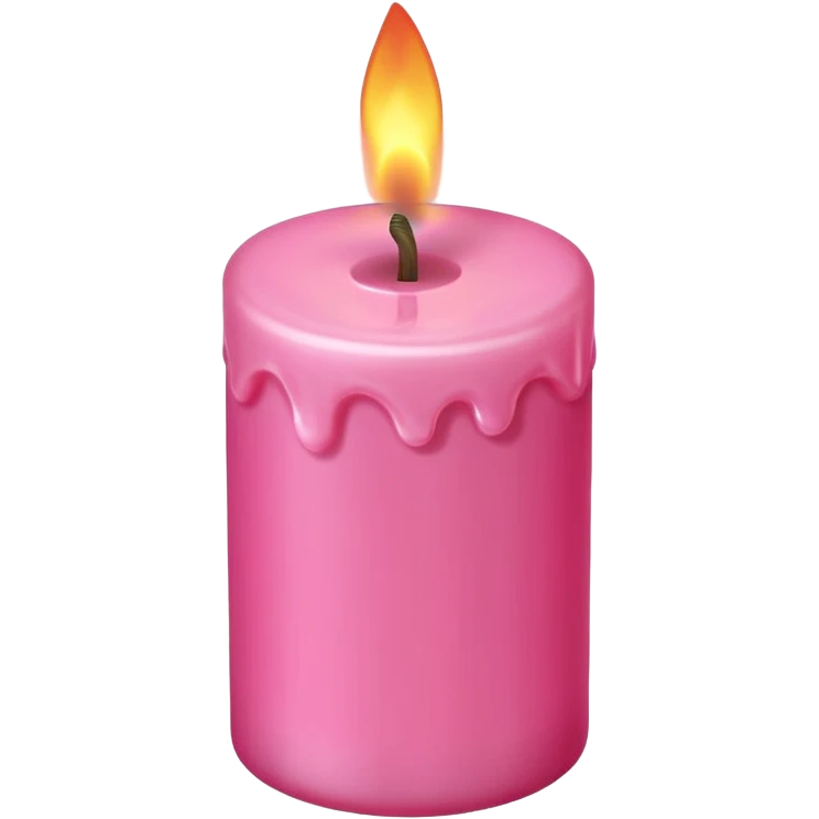 Draw a pink candle with a flame that can be used on a romantic dinner table, camera isometric emoji