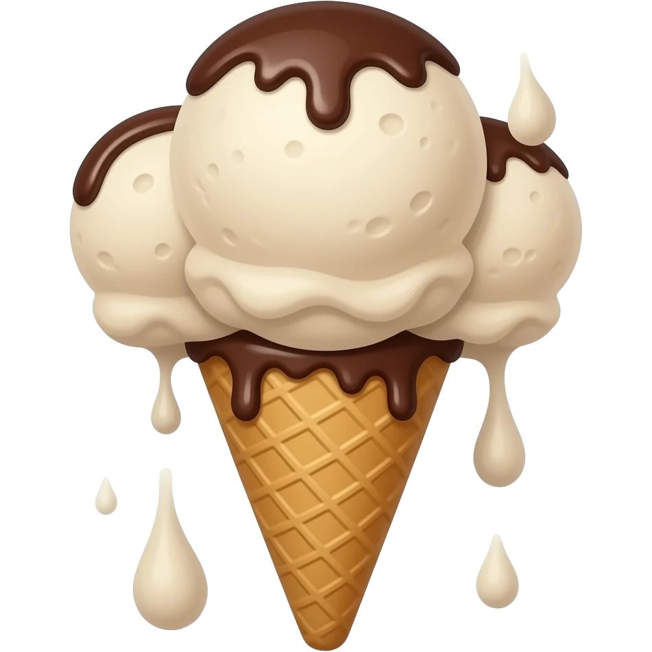 double scoop ice cream cone with chocolate dip transparent background emoji