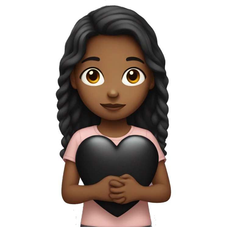 girl holding black heart  emoji