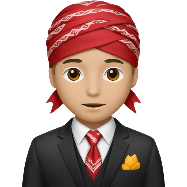 Character wearing a bandana and a suit emoji