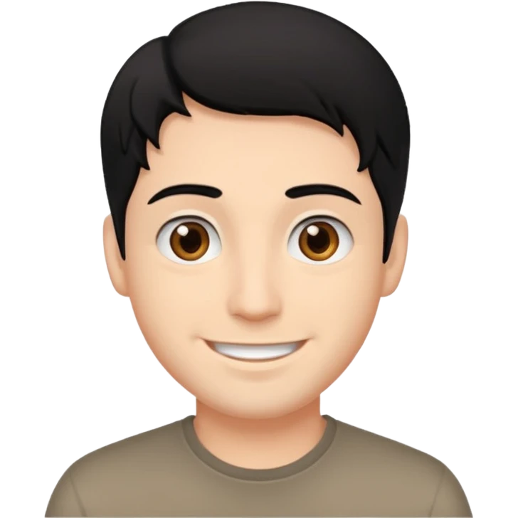 A guy with black hair, brown eyes and smiling emoji