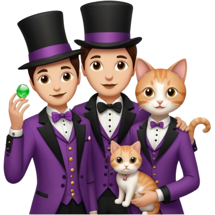 magician couple and their pet cat emoji