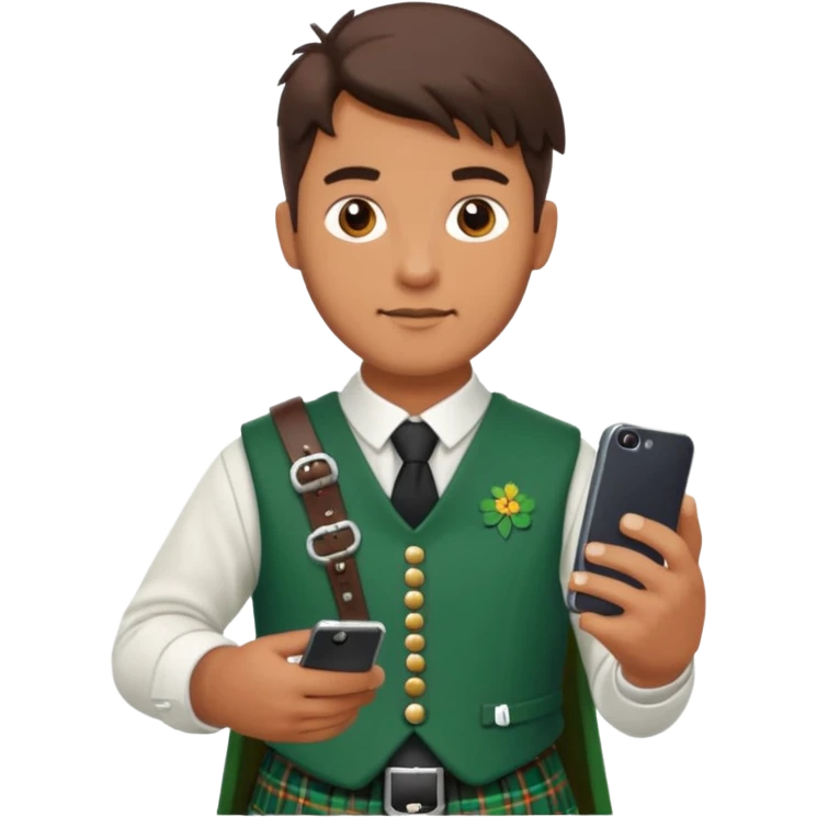ireland man with skirt and smartphone emoji
