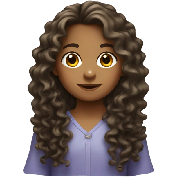 Little girl with long curly hair emoji
