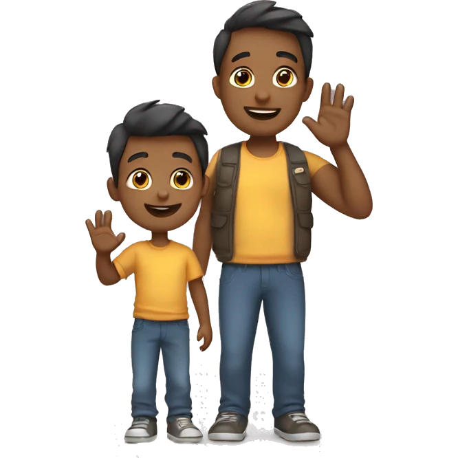 boy waving bye to his dad emoji