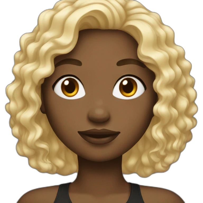 black girl with blonde wavy hair and black eyes emoji