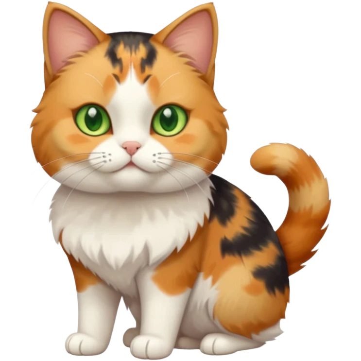 full body calico cat with small head and short but chubby body emoji
