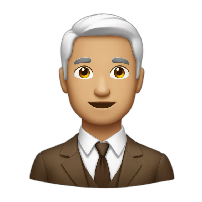 hombre blanco y joven de ojos marrones y tupé castaño emoji