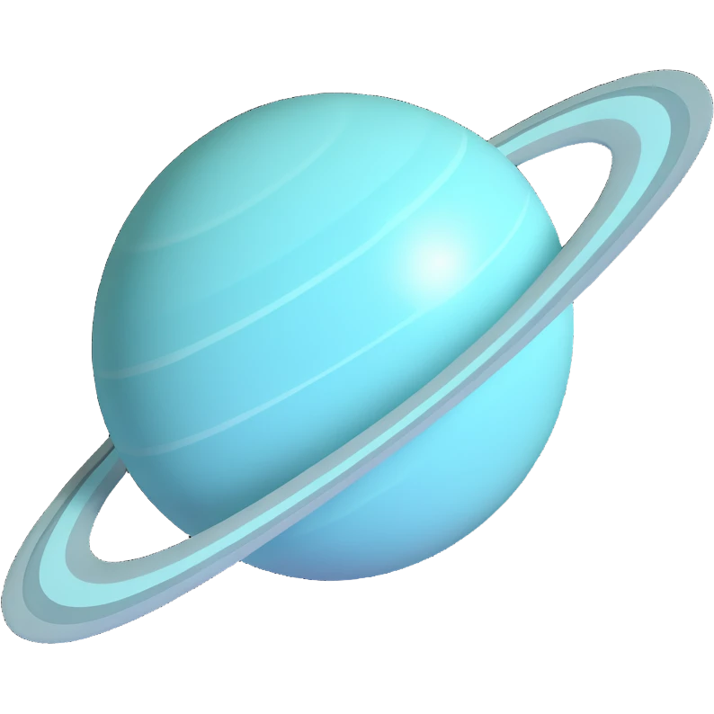 the planet Uranus with its rings, 3D look, soft shading, no text emoji