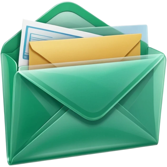 A simple emoji-style icon of a transparent green plastic gym folder envelope, slightly open, with clean edges, soft shine, and subtle shading, conveying fitness organization and active lifestyle. emoji