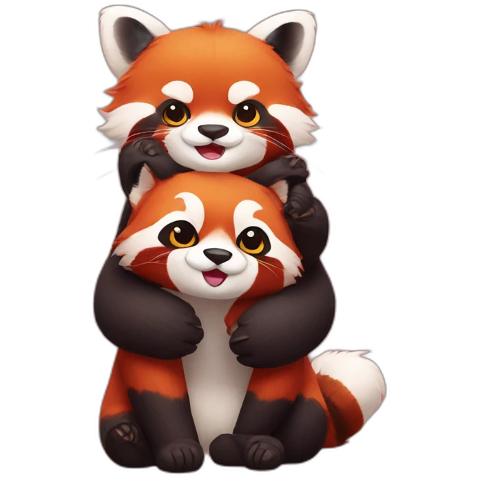 redpanda-hugs-cute-cat emoji